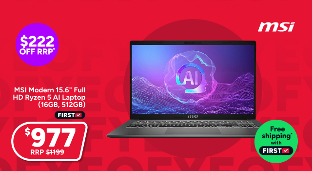 MSI Modern 15.6inch Full HD Ryzen 5 AI Laptop (16GB, 512GB