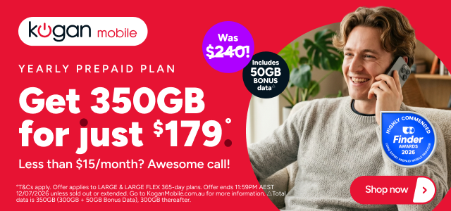 Kogan Mobile - $179 for 350GB  °
