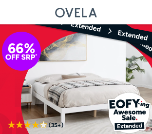 Ovela William Wood Bed Frame (White, Double) Product Image