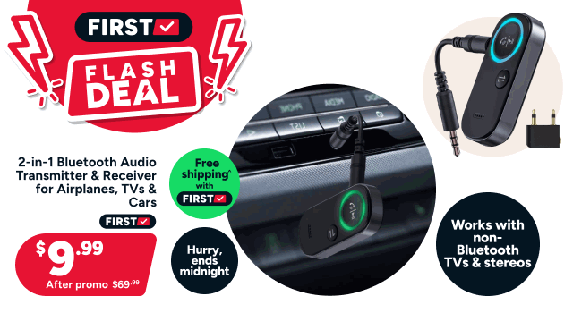 2-in-1 Bluetooth Audio Transmitter & Receiver for Airplanes, TVs & Cars