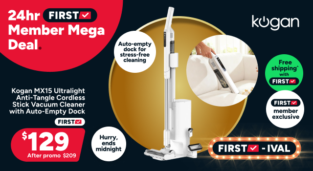 Kogan MX15 Ultralight 18kPa 35min Anti-Tangle Auto Dust Detection Cordless Stick Vacuum Cleaner with Auto-Empty Dock