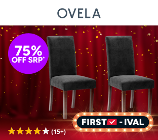 Set of 2 Ovela Kyran Fabric Dining Chairs (Black) Product Image