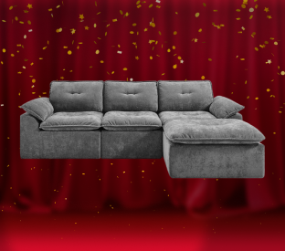 Brosa Castello 4 Seater Compressed Sofa with Ottoman (Charcoal) Product Image