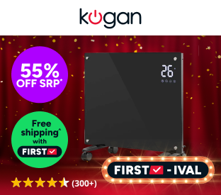 Kogan SmarterHome™ 1500W Premium Glass Panel Heater (Black) Product Image