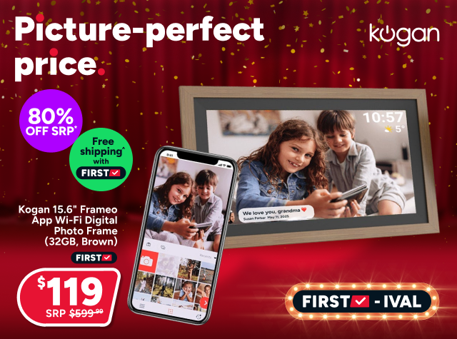 Kogan 15.6" Frameo App Wi-Fi Digital Photo Frame (32GB, Brown)
