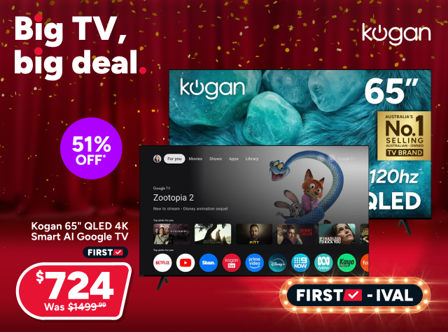 Kogan 65" QLED 4K Smart AI Google TV