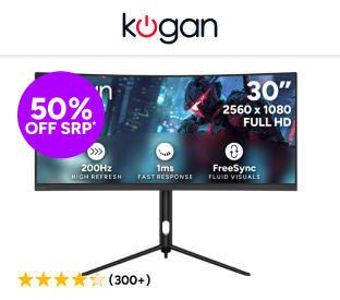 Kogan Infinity 30&quot Curved Ultrawide WFHD 200Hz 1ms FreeSync Gaming Monitor Product Image