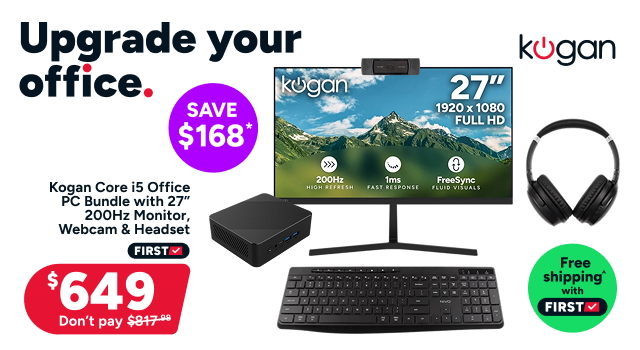 Kogan Core i5 Office PC Bundle with 27” 200Hz Monitor, Webcam & Headset