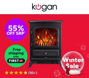 Kogan SmarterHome™ 1800W Portable Electric Fireplace Heater Product Image