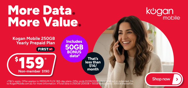 Kogan Mobile - 250GB for $159 =