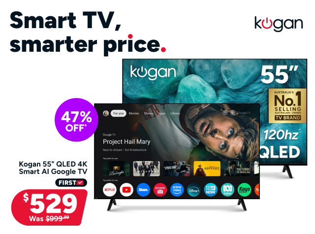 Kogan 55" QLED 4K Smart AI Google TV