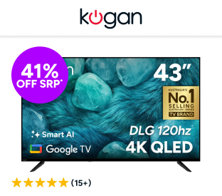 Kogan 43" QLED 4K Smart AI Google TV Product Image