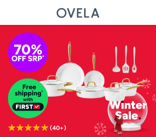 Ovela 9 Piece Non-Stick Ceramic Cookware Set with Utensils (White) Product Image