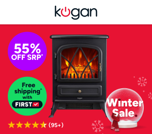 Kogan SmarterHome™ 1800W Portable Electric Fireplace Heater Product Image
