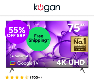 Kogan 75" LED 4K Smart AI Google TV Product Image