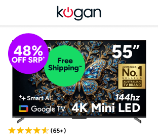 Kogan 55" Mini-LED QLED 4K 144Hz Smart AI Google TV Product Image