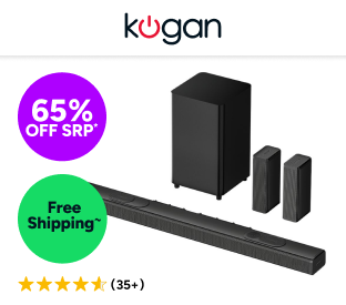 Kogan 9.1.4 Channel Dolby Atmos Soundbar with Wireless Subwoofer & Rear Speakers Product Image