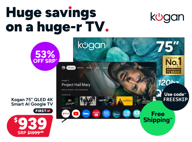 Kogan 75" QLED 4K Smart AI Google TV