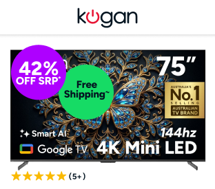 Kogan 75" Mini-LED QLED 4K 144Hz Smart AI Google TV Product Image
