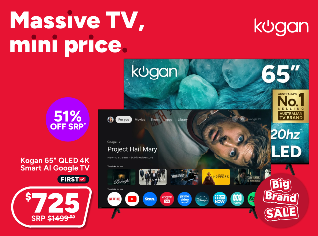 Kogan 65" QLED 4K Smart AI Google TV