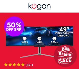 Kogan Infinity 49" Curved Ultrawide QD-OLED DQHD 5K 144Hz 0.03ms USB-C Gaming Monitor Product Image