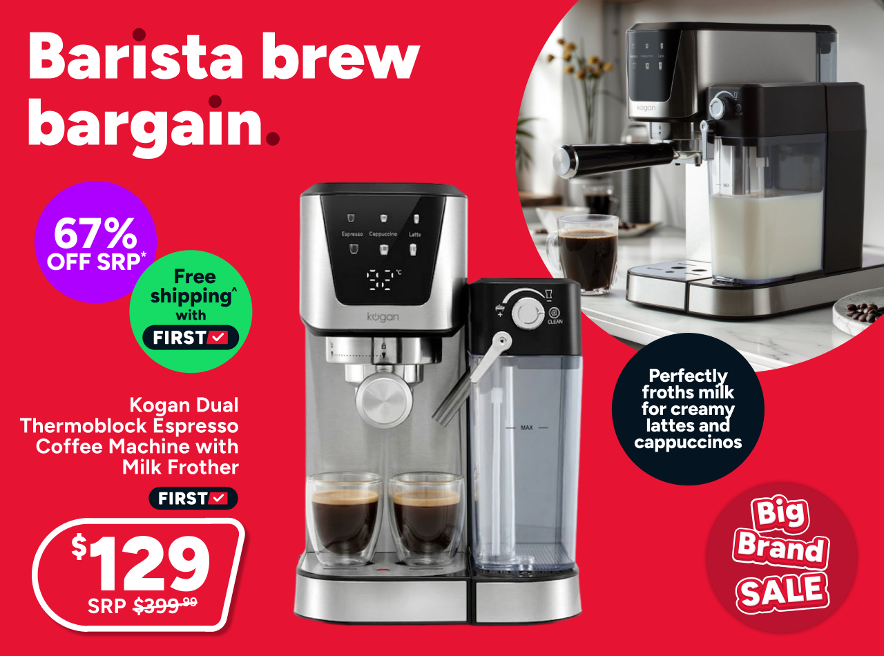 Kogan Dual Thermoblock Espresso Coffee Machine with Milk Frother