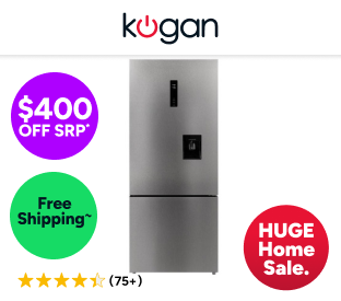 Kogan 412L Bottom Mount Fridge with Water Dispenser (Stainless Steel) Product Image