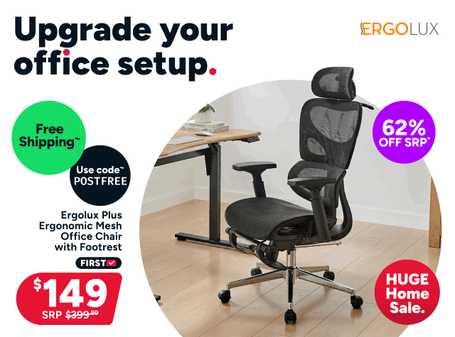 Ergolux Plus Ergonomic Mesh Office Chair with Footrest