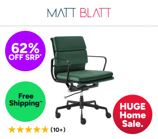 Matt Blatt Eames Replica Low Back Soft Pad Velvet Office Chair (Green/Black) Product Image