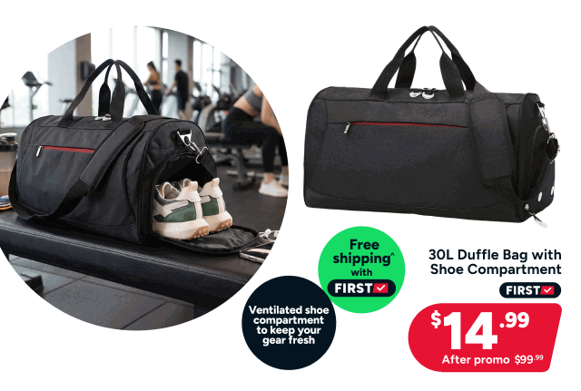 30L Duffle Bag with Shoe Compartment