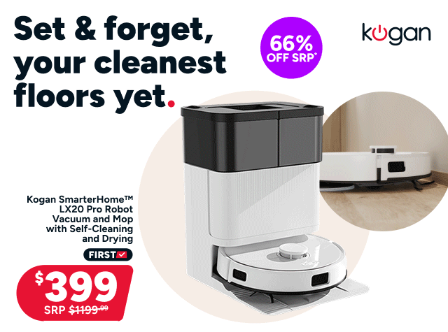 Kogan SmarterHome™ LX20 Pro Robot Vacuum and Mop with Self-Cleaning and Drying