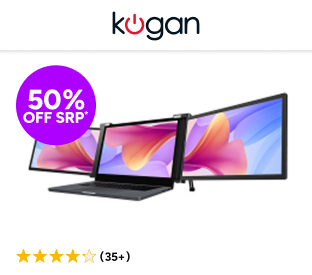 Kogan XPRESSO 13.3" Full HD Pro Dual Screen Tri-Fold Portable Monitor for 14” - 17” Laptops (1920 x 1080) Product Image