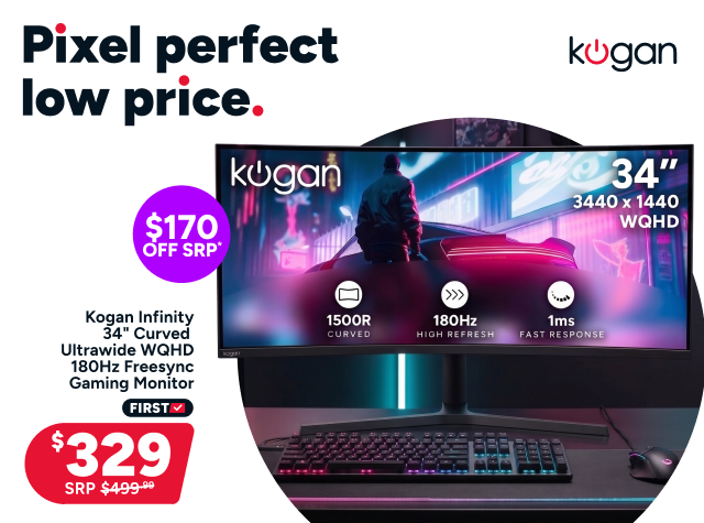 Kogan Infinity 34" Curved Ultrawide WQHD 180Hz Freesync Gaming Monitor (3440 x 1440)