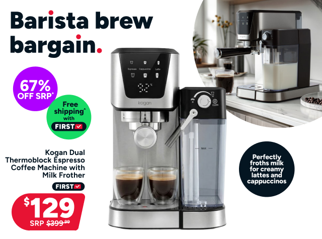 Kogan Dual Thermoblock Espresso Coffee Machine with Milk Frother