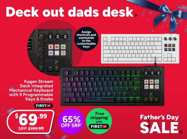 Kogan Stream Deck Integrated Mechanical Keyboard with 9 Programmable Keys & Knobs