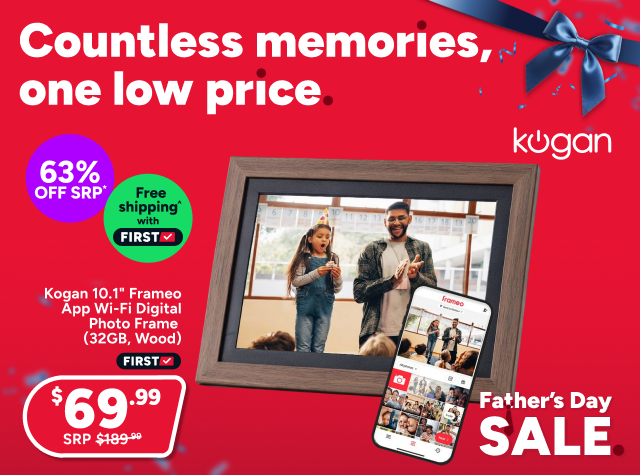 Kogan 10.1" Frameo App Wi-Fi Digital Photo Frame (32GB, Wood)