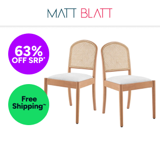 2 Matt Blatt Louie Arched Rattan and Beech Wood Dining Chairs Product Image