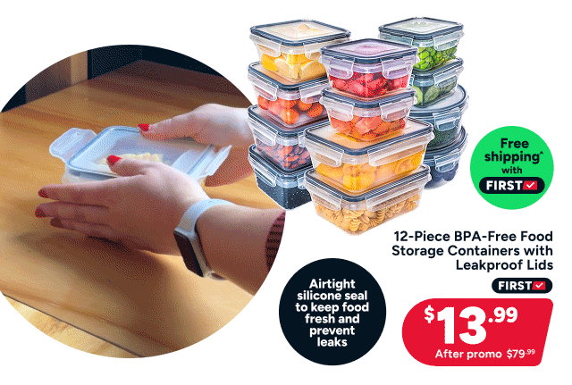 12-Piece BPA-Free Food Storage Containers with Leakproof Lids