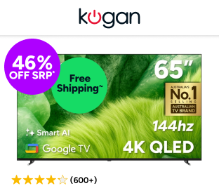 Kogan 65" QLED 4K 144Hz Smart AI Google TV Product Image