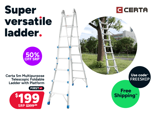 Certa 5m Multipurpose Telescopic Foldable Ladder with Platform