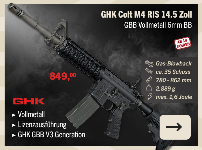 Linkgrafik zu Artikel GHK Colt M4 RIS 14,5 Zoll GBB 6mm BB