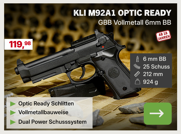 Linkgrafik zu Artikel KLI M92A1 Optic Ready GBB 6mm BB