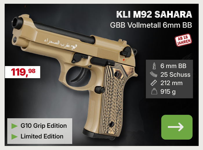 Linkgrafik zu Artikel KLI M92 Sahara GBB 6mm BB