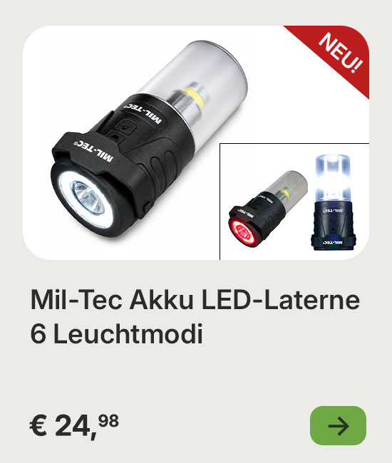 Mil-Tec Akku LED-Laterne mit 6 Leuchtmodi