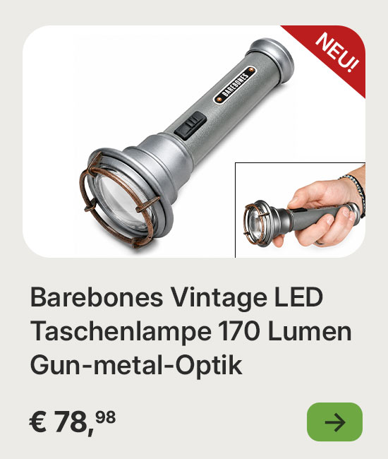 Barebones Vintage LED Taschenlampe 170 Lumen in Gun-Metal-Optik