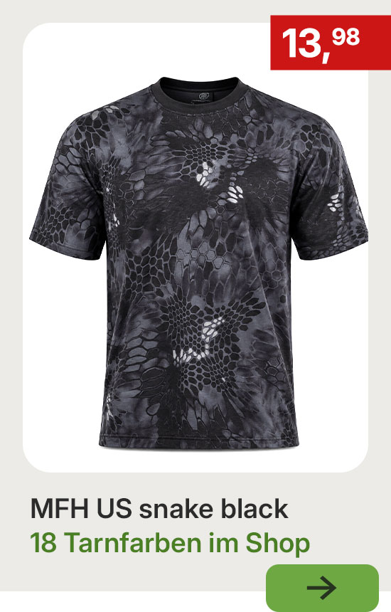 MFH US T-Shirt Snake Black Tarnmuster