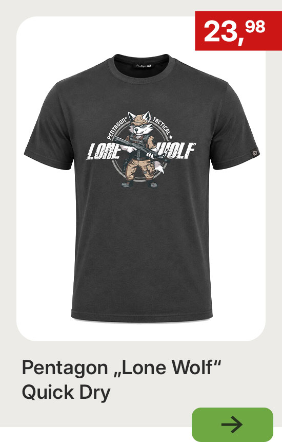 Pentagon T-Shirt Lone Wolf Quick Dry in Dunkelgrau