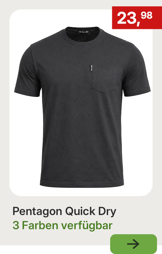 Pentagon Quick Dry T-Shirt mit Brusttasche, 3 Farben verfügbar