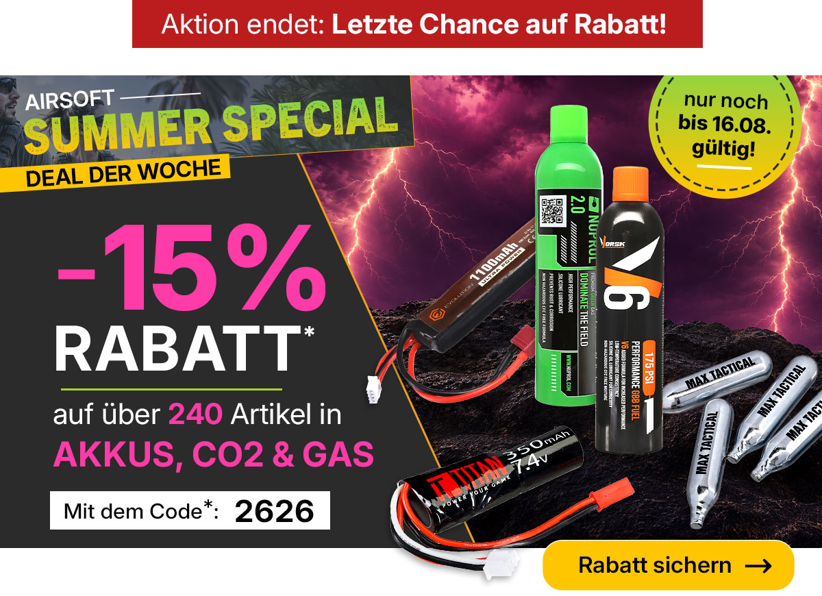Airsoft Special Akkus, CO2 und Gas