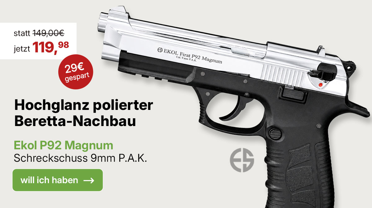 Ekol P92 Magnum in hochglanz poliertem Chrom
